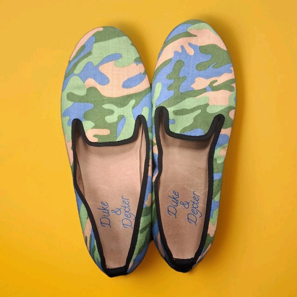 Mens Duke & Dexter Camo Loafers US  7 Shoes Canvas Blue/Green/Orange  Slip On